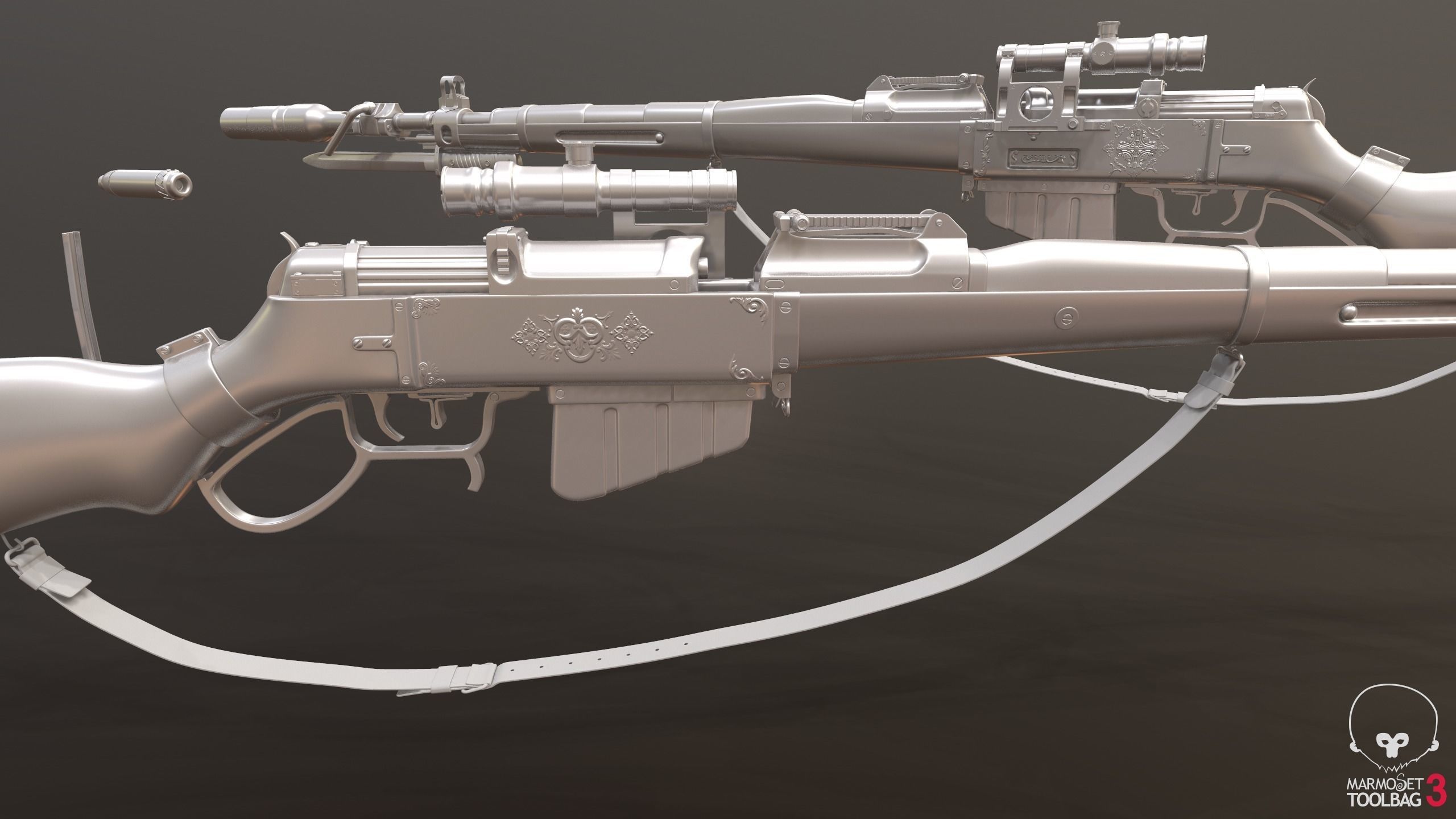 Gewehr Kennzeichen 06 Low-poly 3D model_9