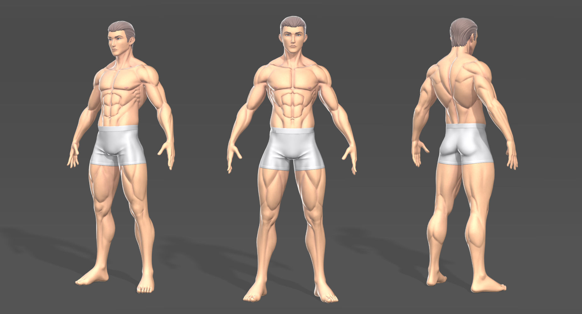 Male Stylistic Base Body Low-poly 3D model_1