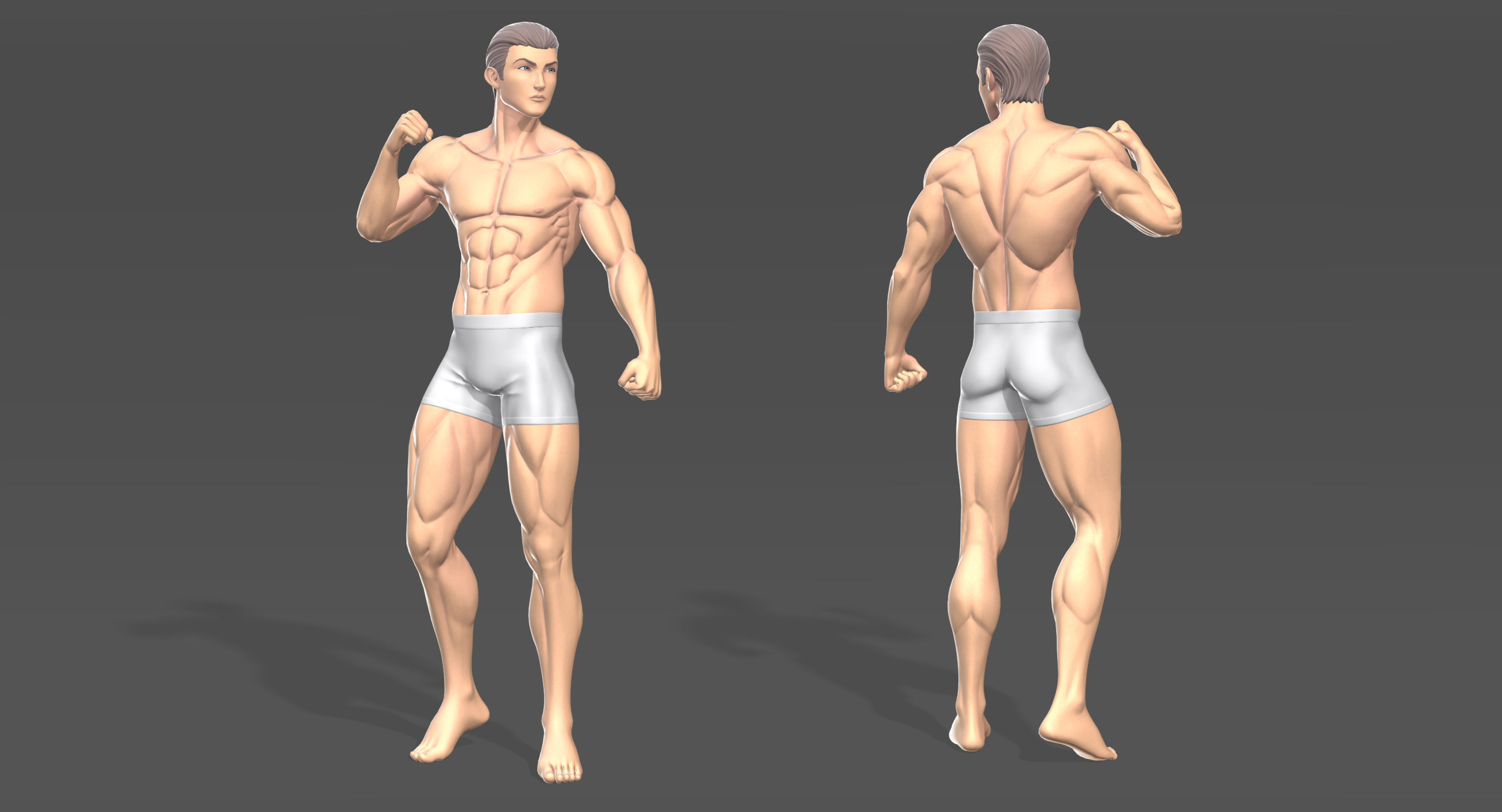 Male Stylistic Base Body Low-poly 3D model_8