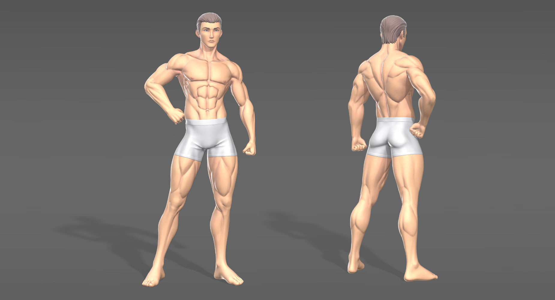Male Stylistic Base Body Low-poly 3D model_5