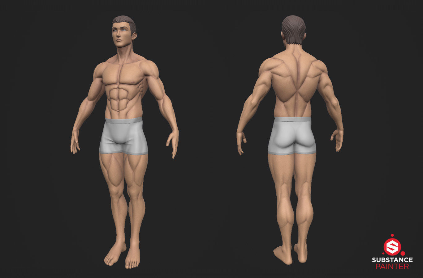 Male Stylistic Base Body Low-poly 3D model_9