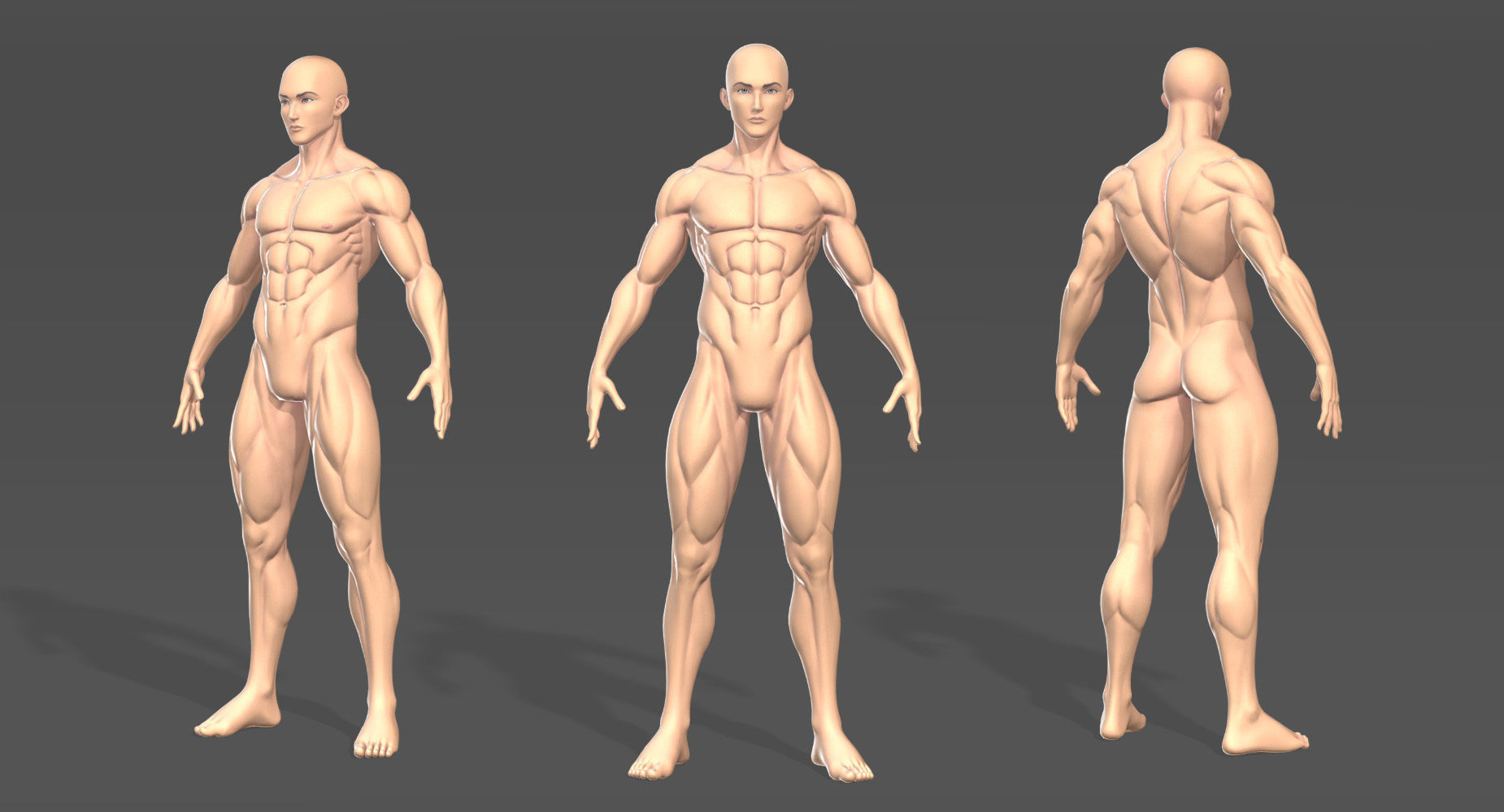 Male Stylistic Base Body Low-poly 3D model_3