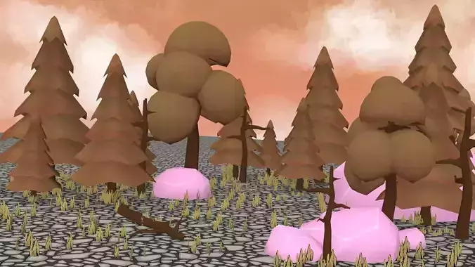 Forest with trees and balls