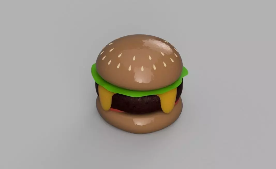 Cheeseburger with salad and tomatoes 3D print model_0