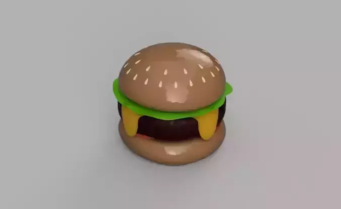 Cheeseburger with salad and tomatoes 3D print model