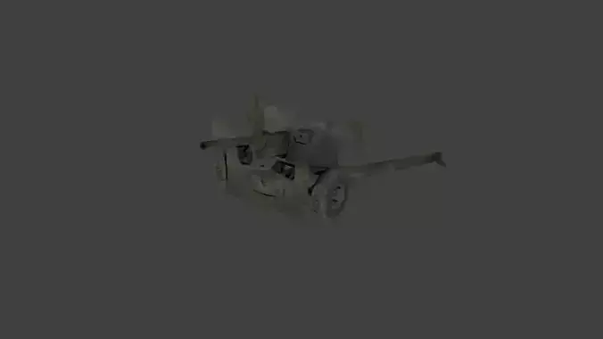 Ordnance QF 6 pounder 57mm M1 anti-tank gun Low-poly 3D model