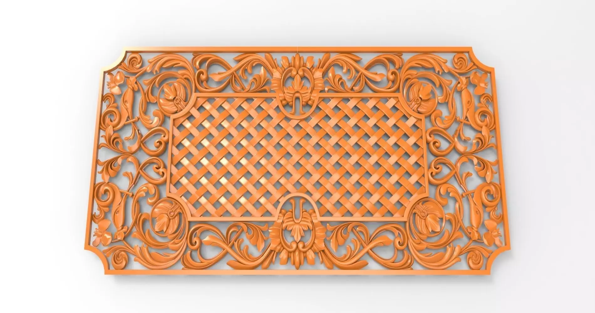 Carved CNC 3D print model decorative grating 3D print model_0