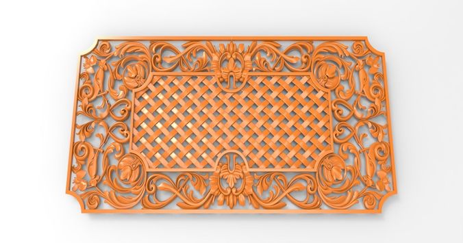 Carved CNC 3D print model decorative grating 3D print model