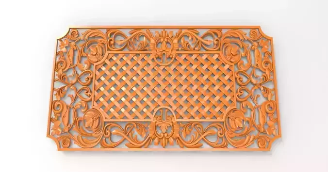 Carved CNC 3D print model decorative grating 3D print model