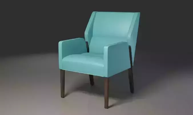 Club Coffee Leather and Wooden Legs Armchair