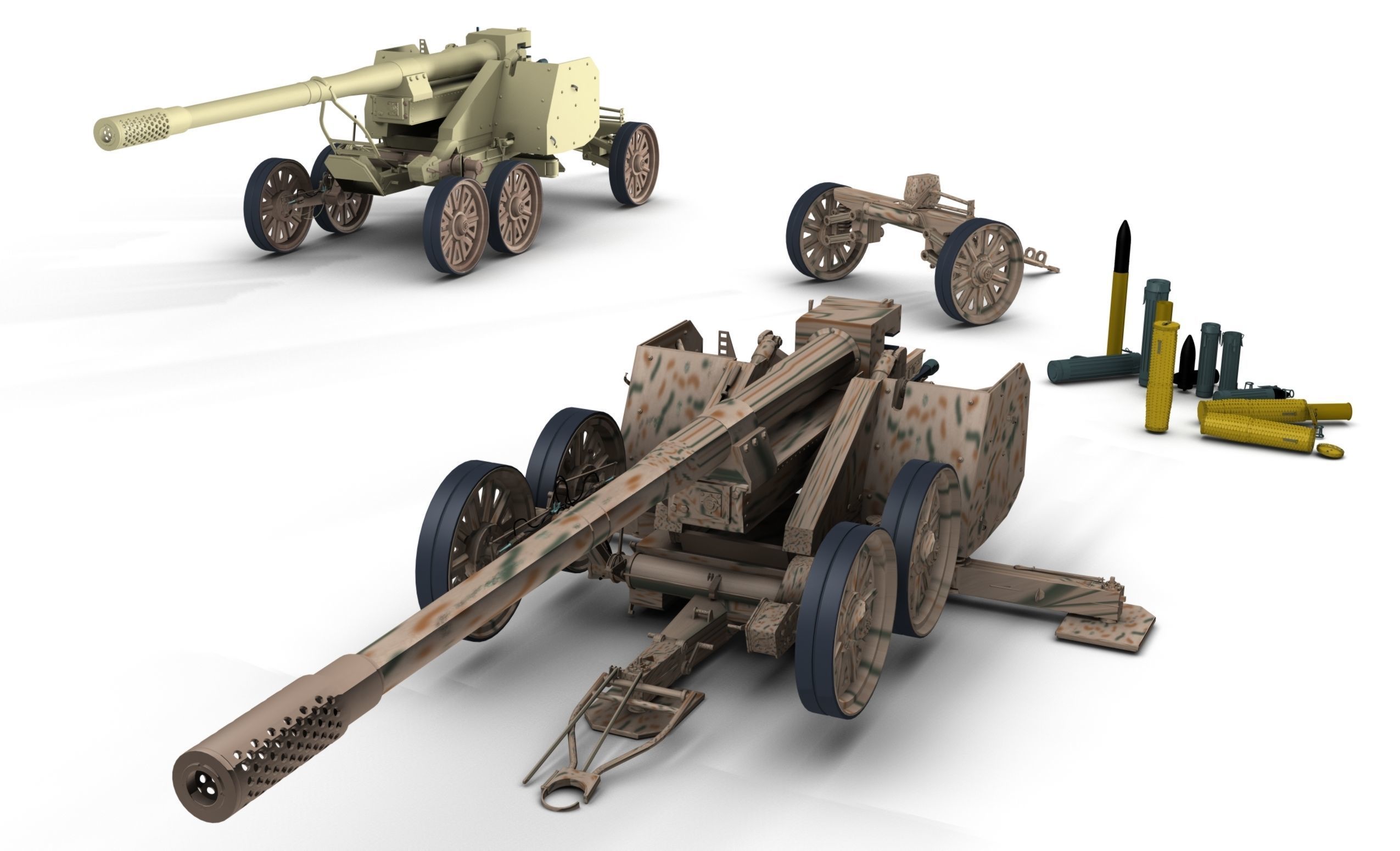 Rheinmetal 12 cm K44 L55 Anti tank Gun 3D model_2