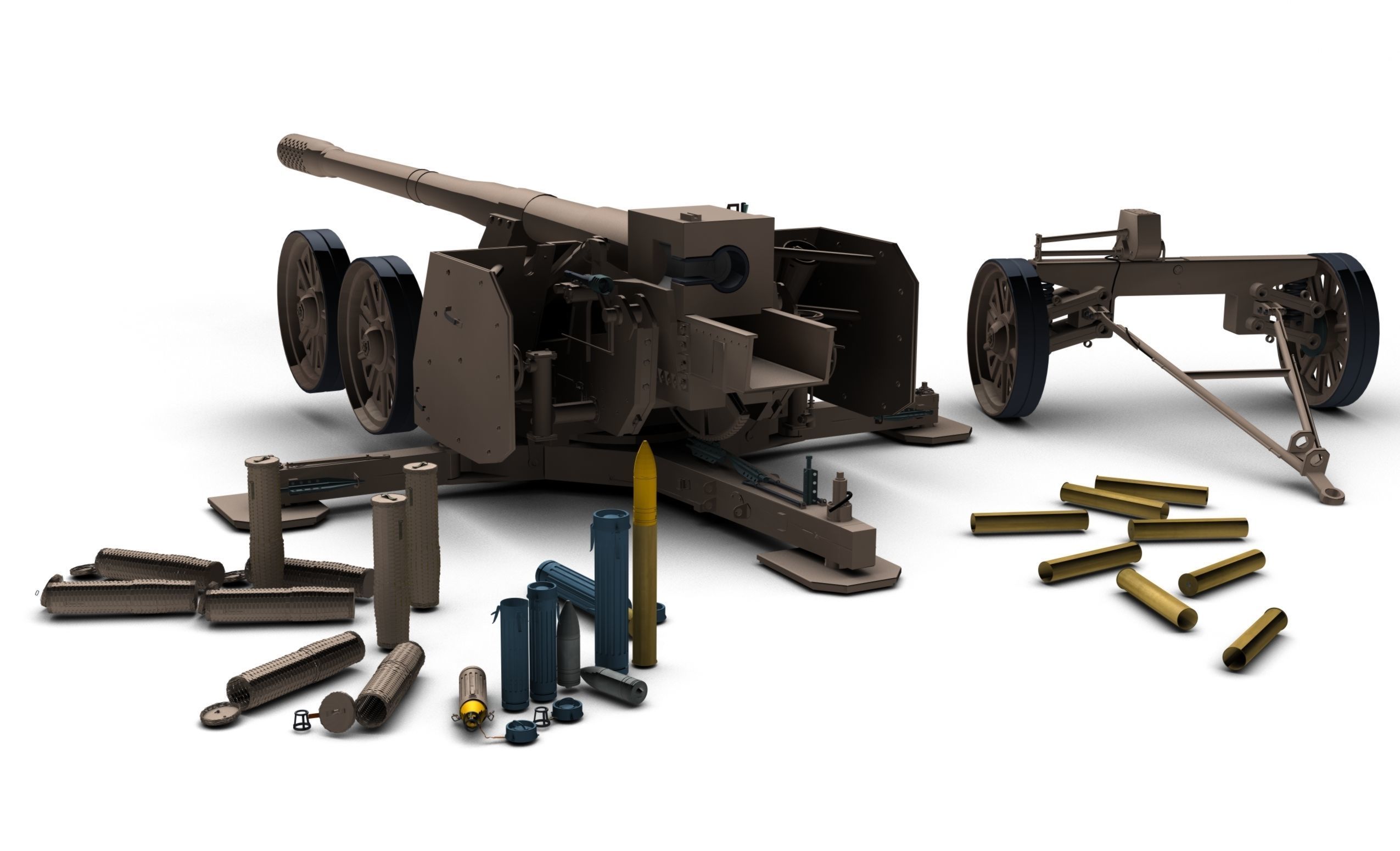 Rheinmetal 12 cm K44 L55 Anti tank Gun 3D model_3