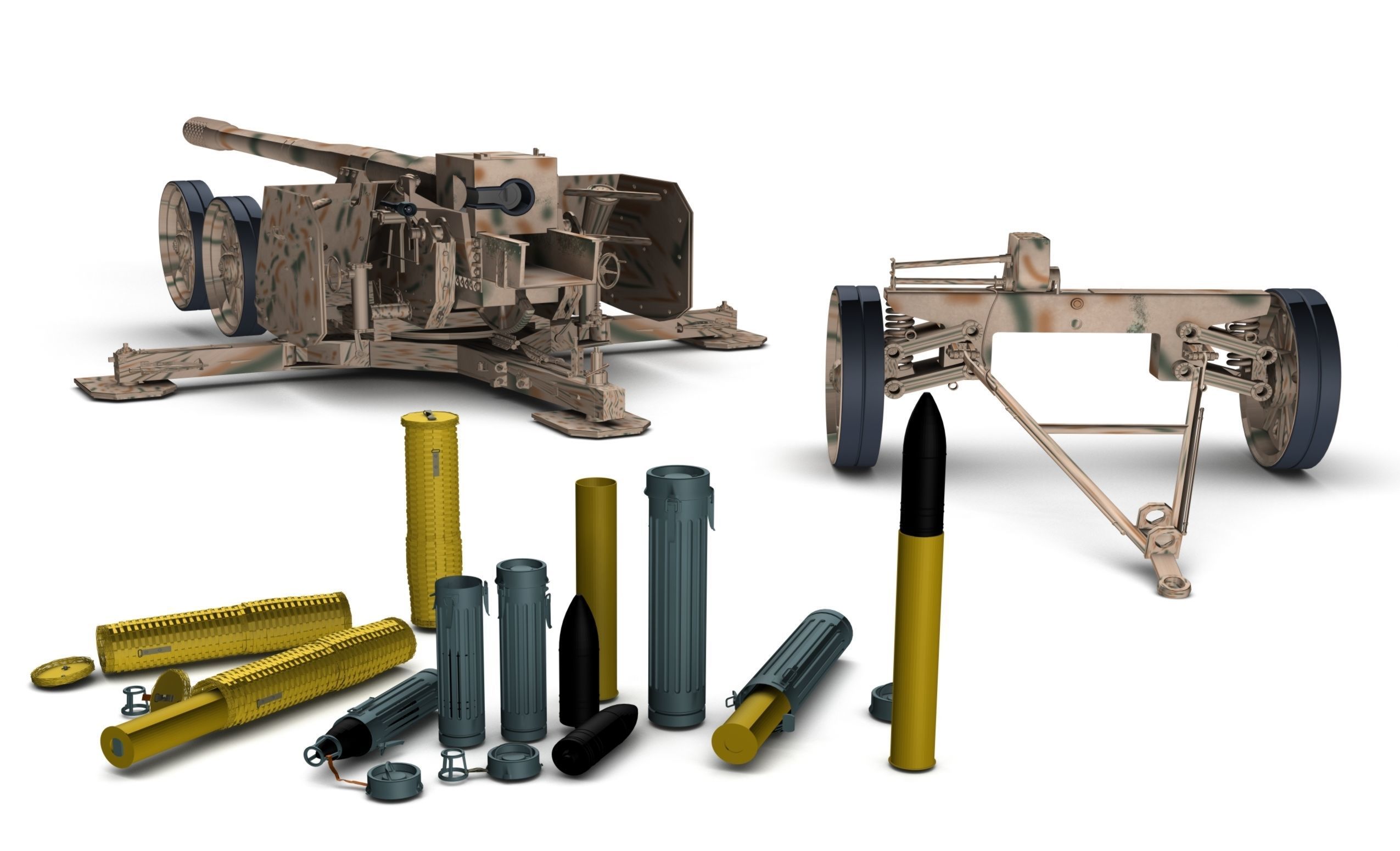 Rheinmetal 12 cm K44 L55 Anti tank Gun 3D model_9