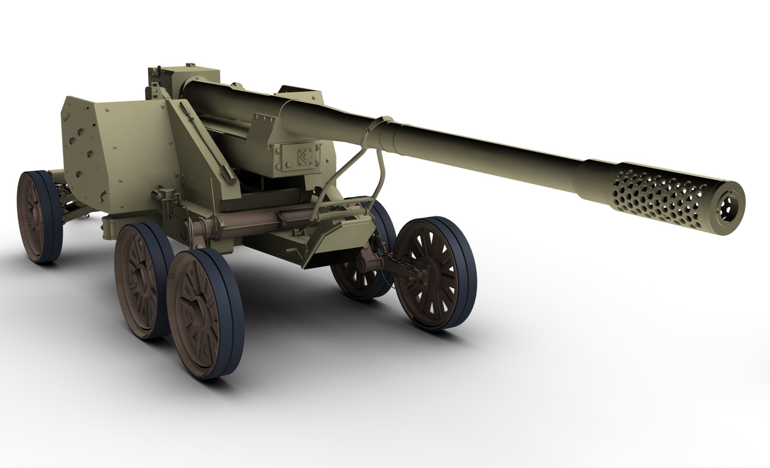 Rheinmetal 12 cm K44 L55 Anti tank Gun 3D model_8