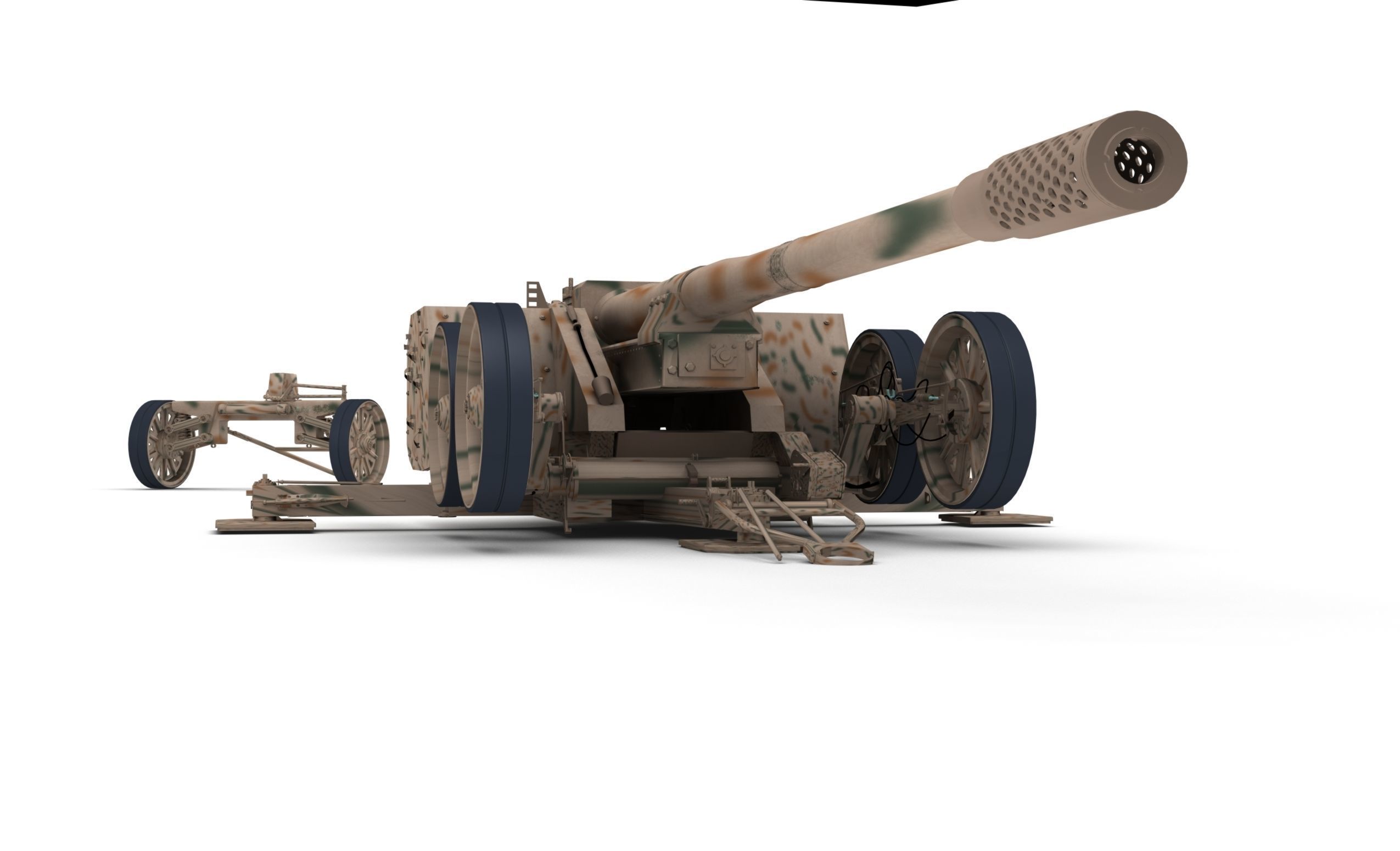 Rheinmetal 12 cm K44 L55 Anti tank Gun 3D model_5