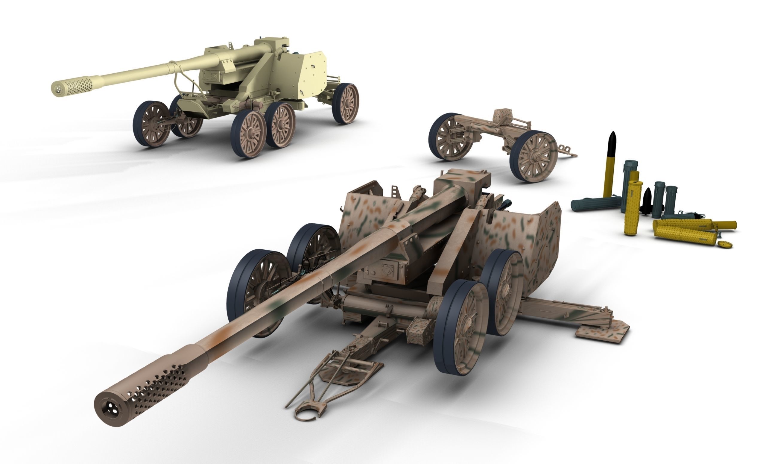 Rheinmetal 12 cm K44 L55 Anti tank Gun 3D model_4