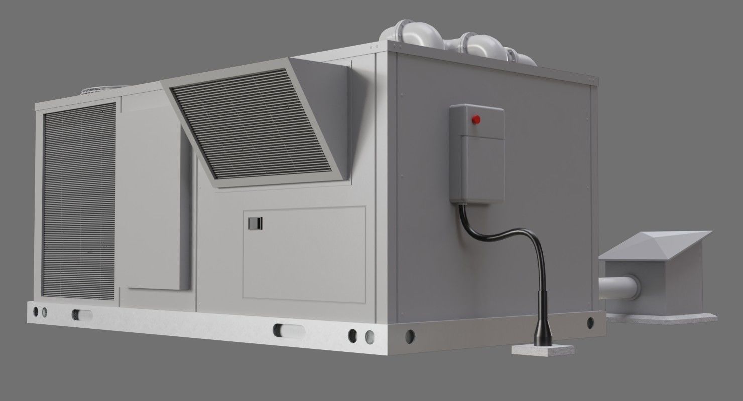 Rooftop AC Unit 1A Low-poly 3D model_3