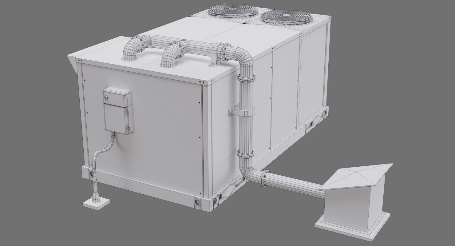 Rooftop AC Unit 1A Low-poly 3D model_6