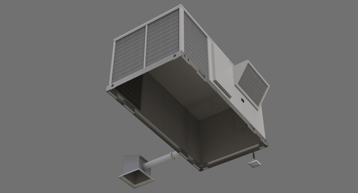 Rooftop AC Unit 1A Low-poly 3D model_4