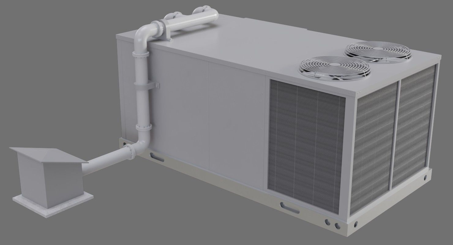 Rooftop AC Unit 1A Low-poly 3D model_1