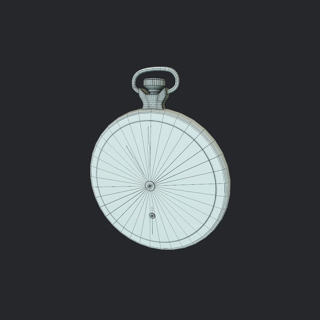 Old Pocket Watch Low-poly 3D model_17