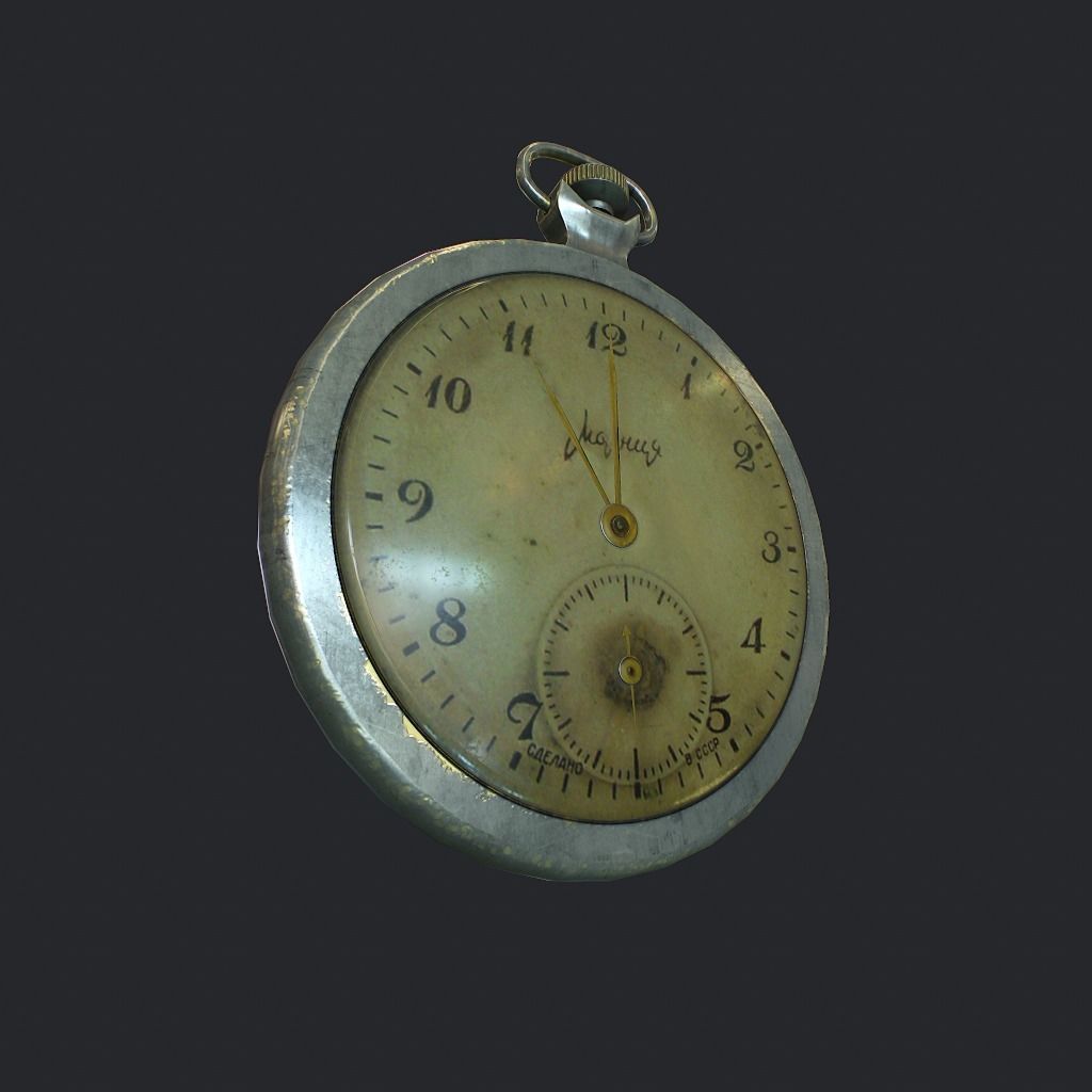 Old Pocket Watch Low-poly 3D model_6