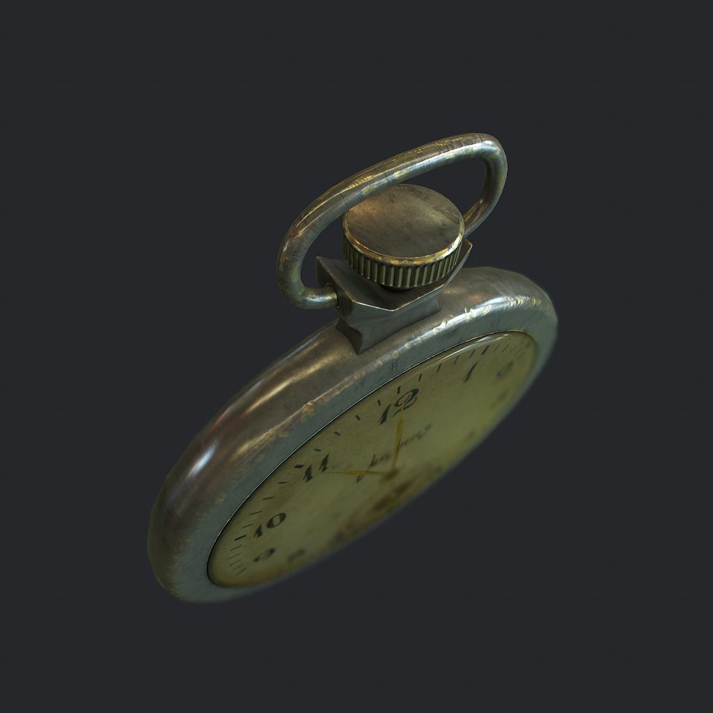 Old Pocket Watch Low-poly 3D model_7