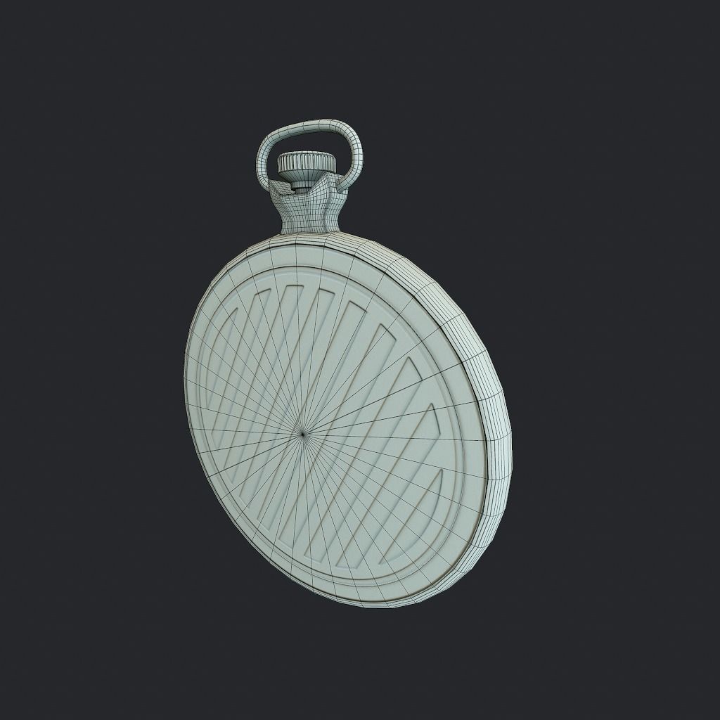 Old Pocket Watch Low-poly 3D model_15