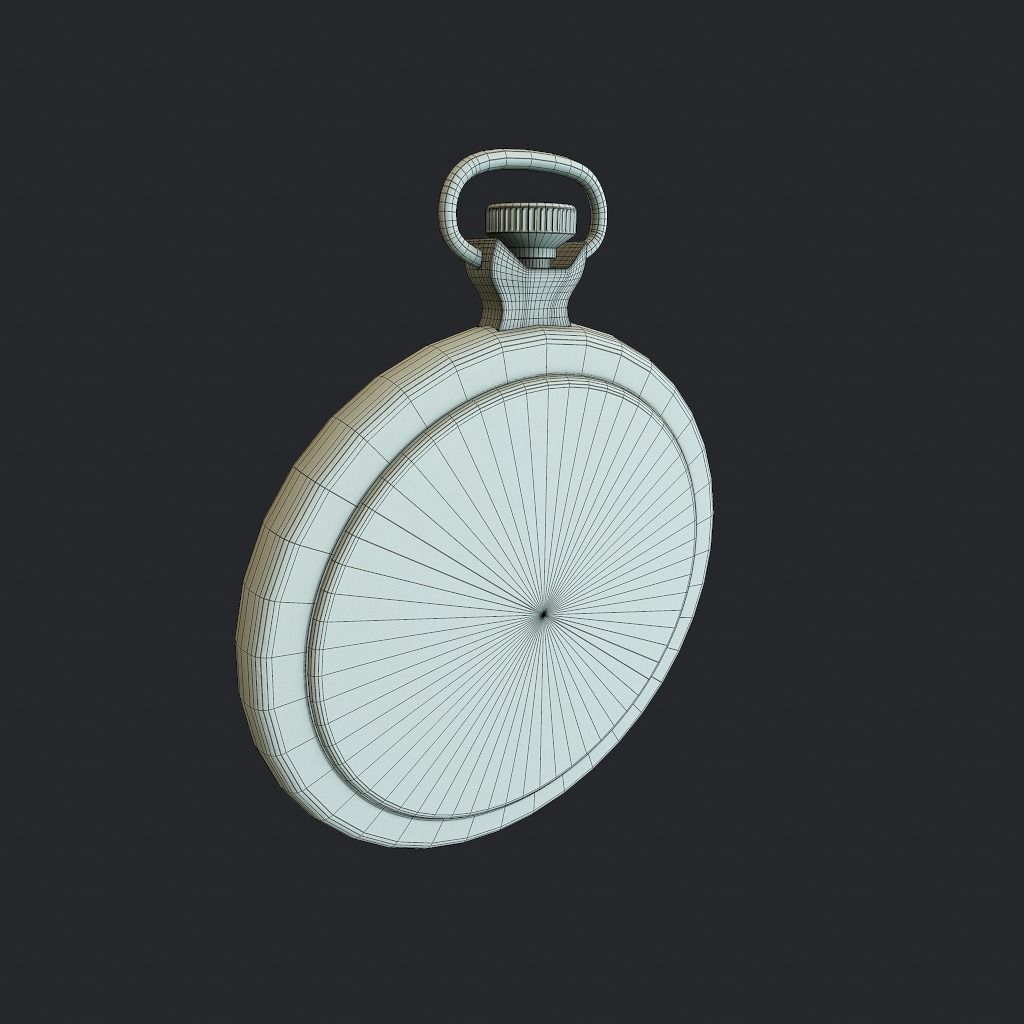 Old Pocket Watch Low-poly 3D model_10