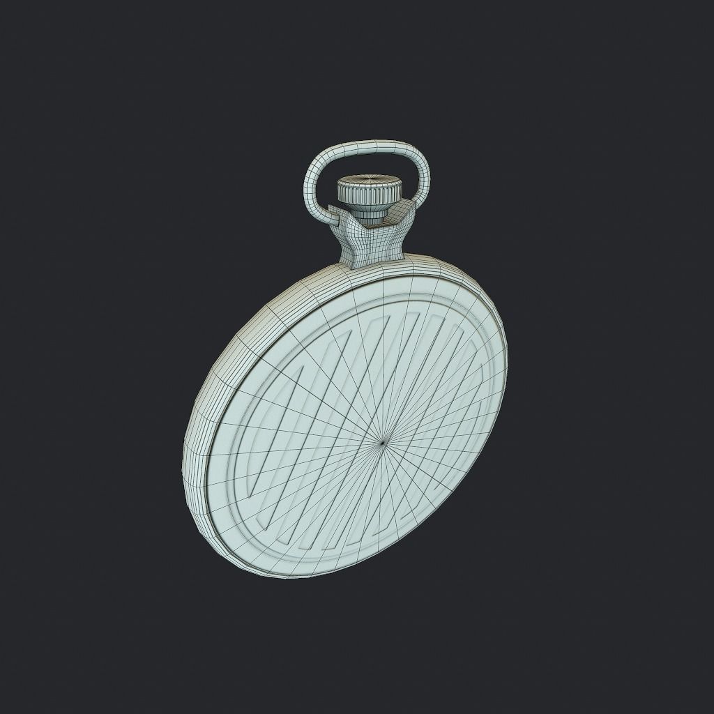 Old Pocket Watch Low-poly 3D model_14