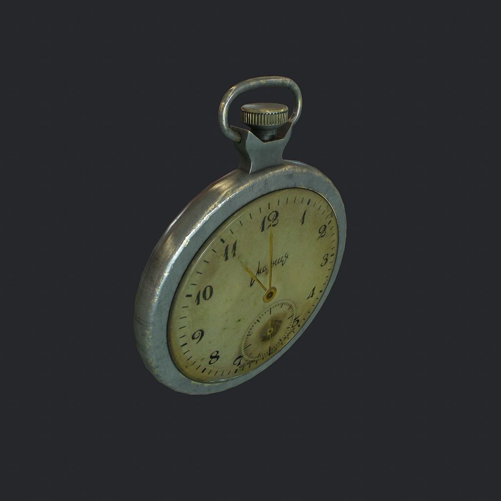 Old Pocket Watch Low-poly 3D model_3