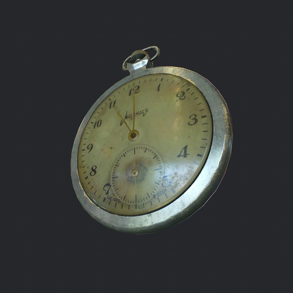 Old Pocket Watch Low-poly 3D model_5