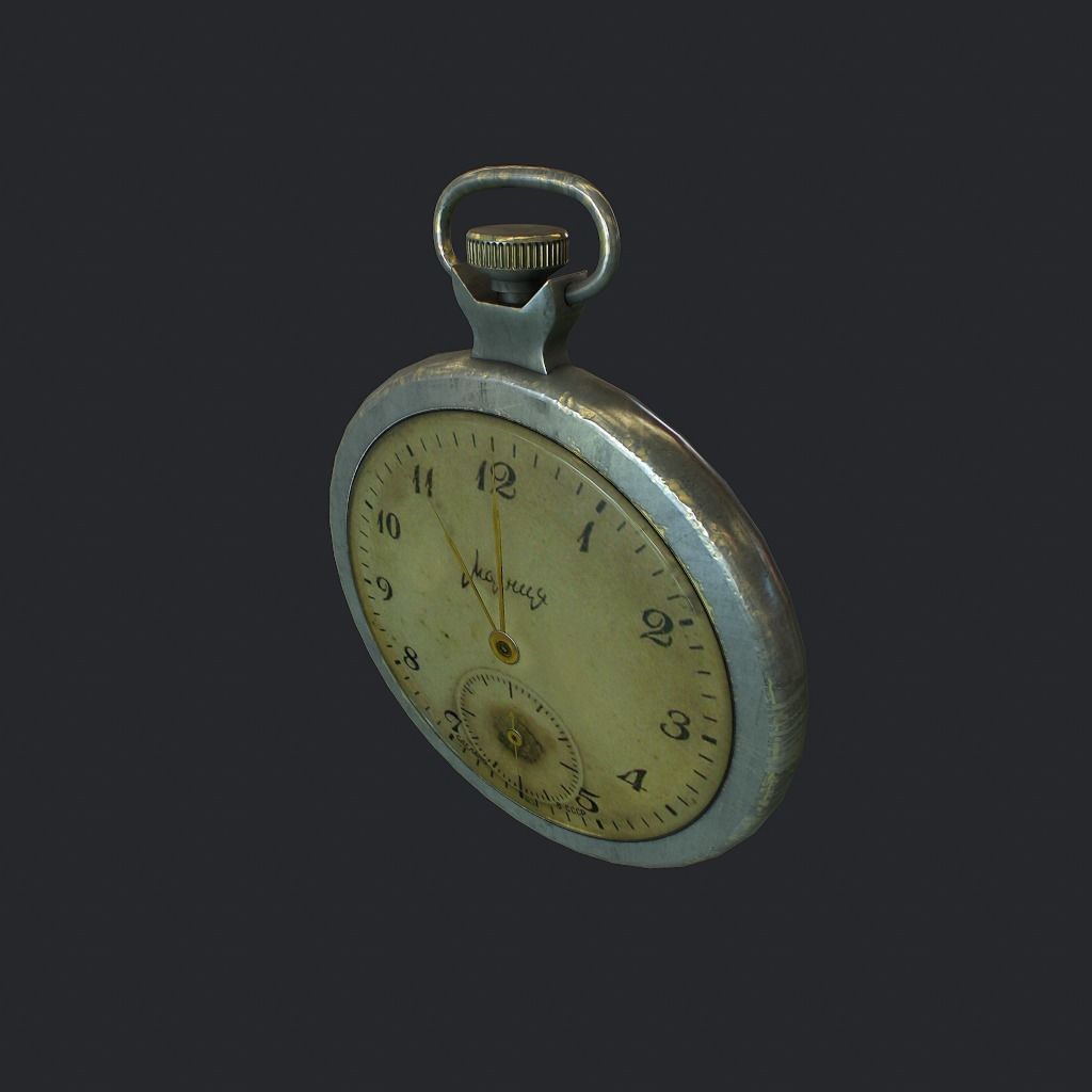 Old Pocket Watch Low-poly 3D model_4