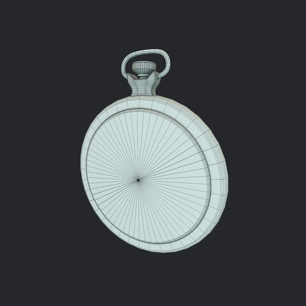 Old Pocket Watch Low-poly 3D model_11