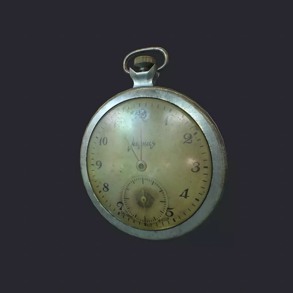 Old Pocket Watch Low-poly 3D model_0