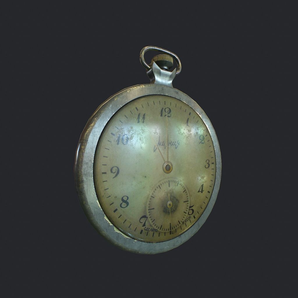 Old Pocket Watch Low-poly 3D model_2