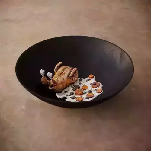 Chicken with Cream Sauce Low-poly 3D model