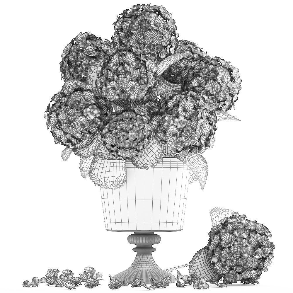 Bouquet of white Hydrangea 3D model_4