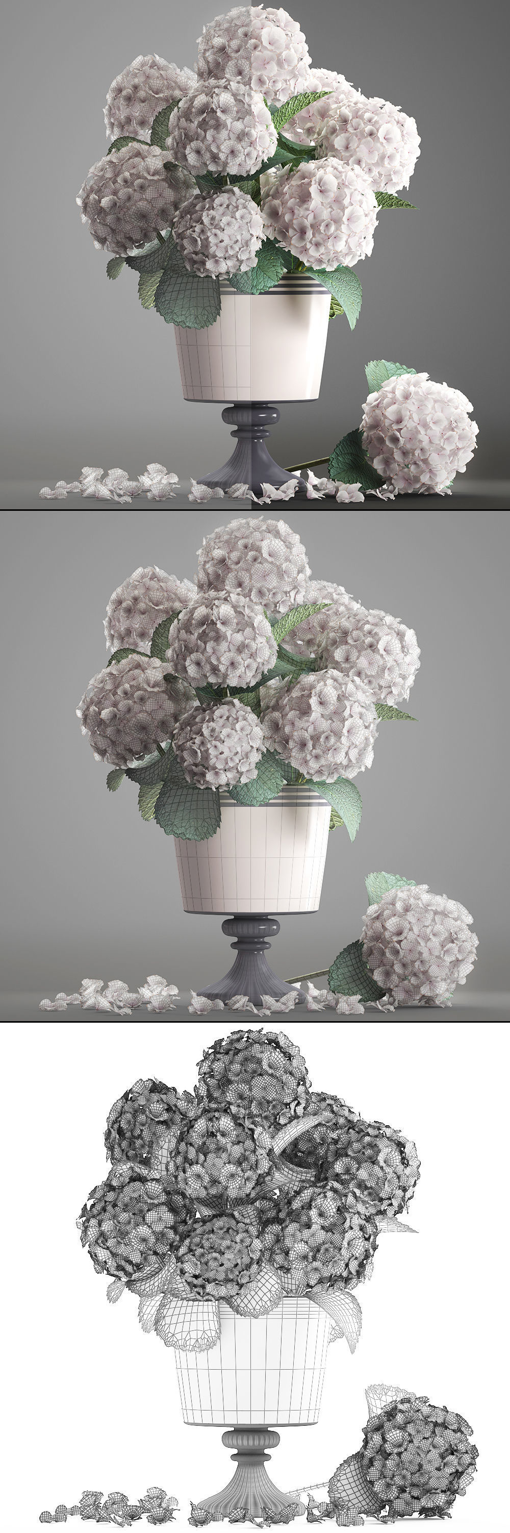 Bouquet of white Hydrangea 3D model_6
