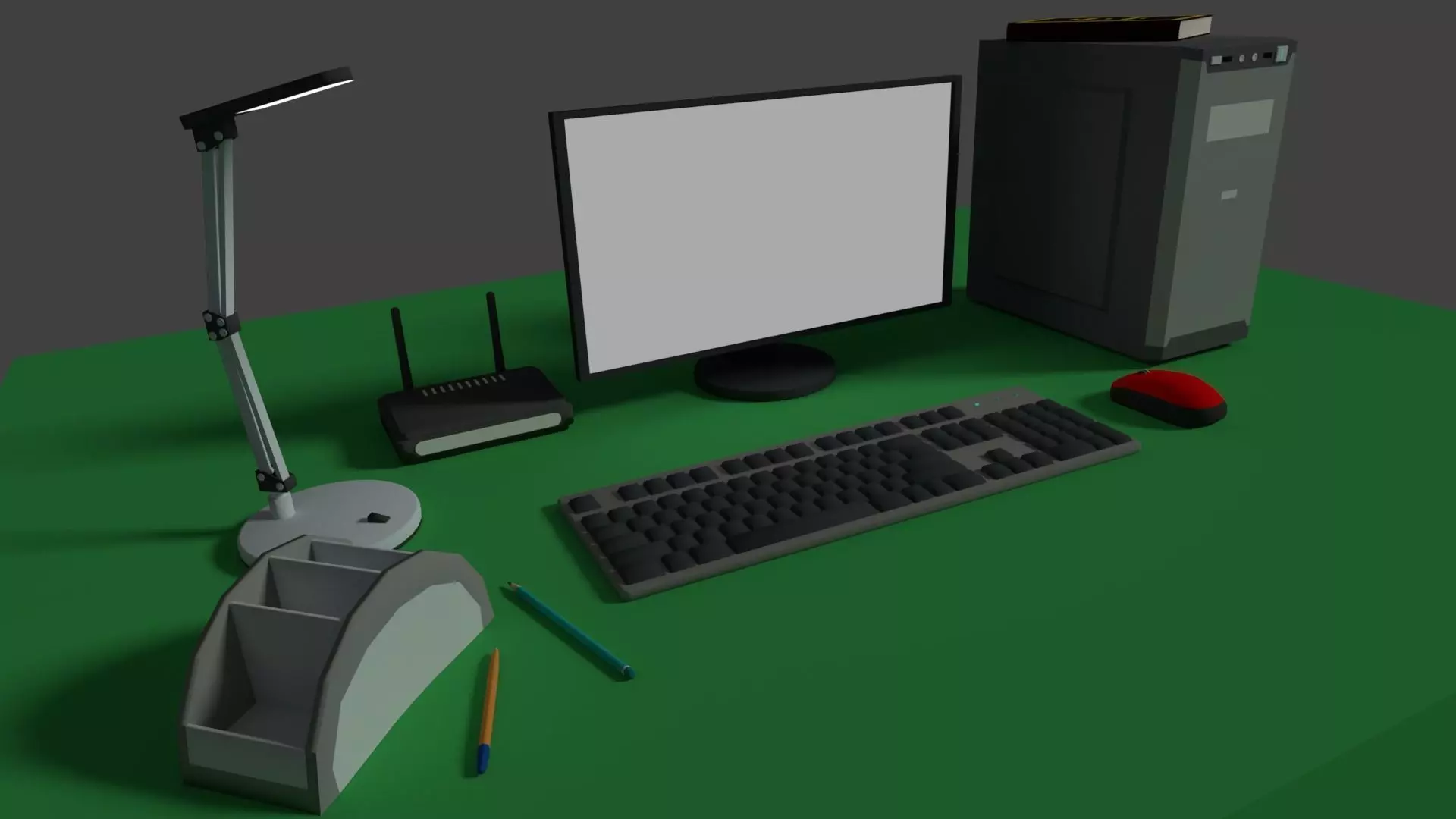 A set of desktop models Low-poly 3D model