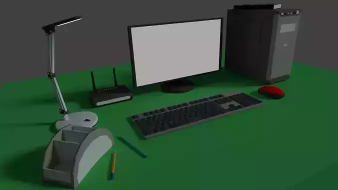 A set of desktop models Low-poly 3D model