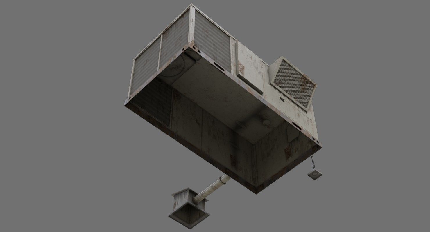 Rooftop AC Unit 1B Low-poly 3D model_4