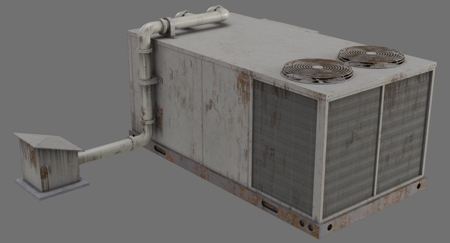 Rooftop AC Unit 1B Low-poly 3D model_1