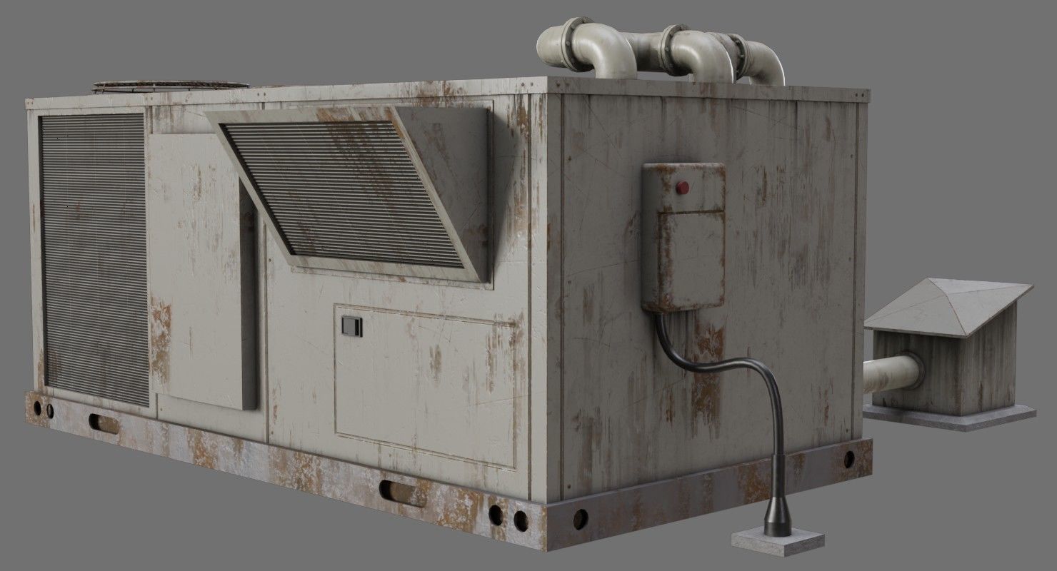 Rooftop AC Unit 1B Low-poly 3D model_3