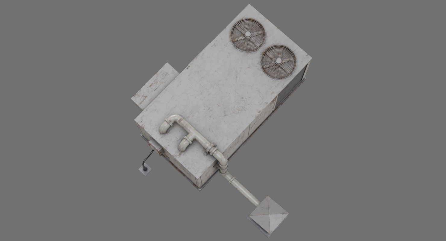 Rooftop AC Unit 1B Low-poly 3D model_2