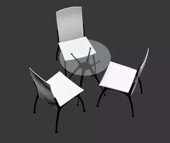 Chair three chairs and table Low-poly 3D model