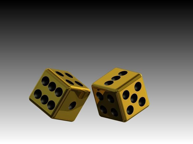 3D Dice two gold 3D print model