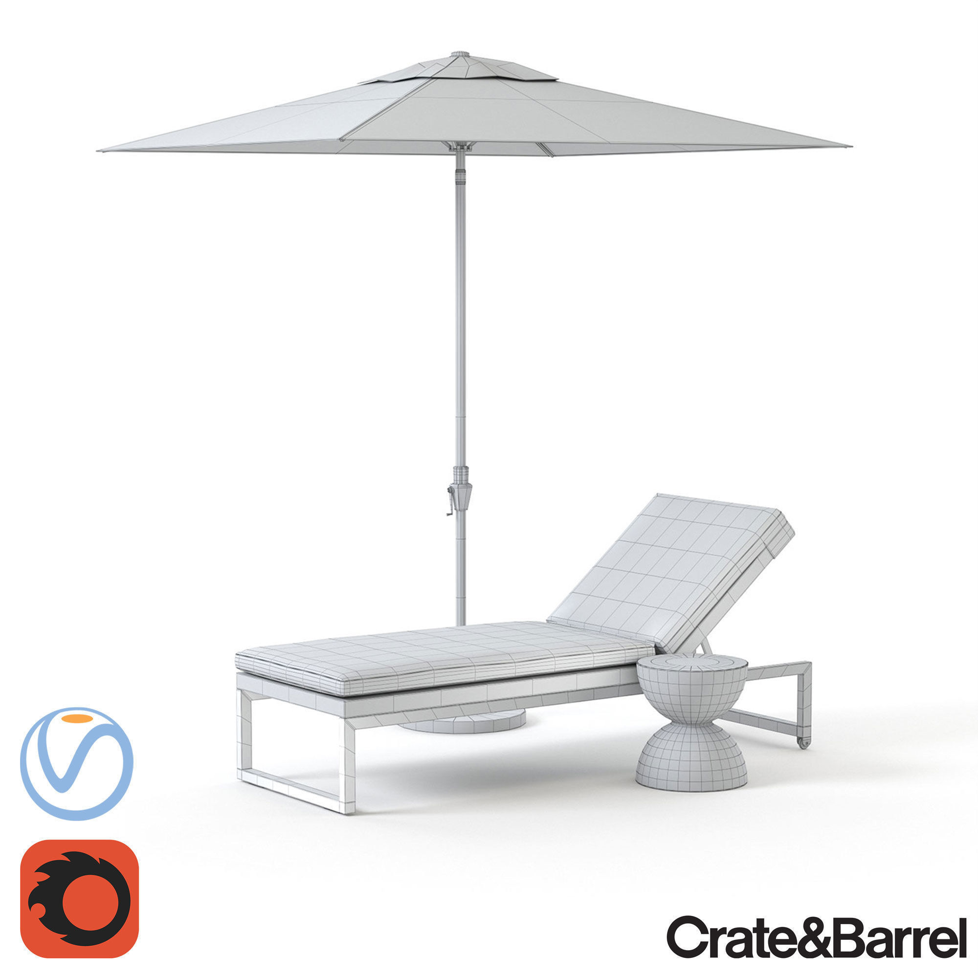 Dune Chaise Lounge with Sunbrella 3D model_1