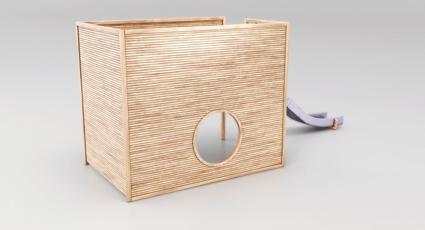 Childrens Slide Wooden Low-poly 3D model_2