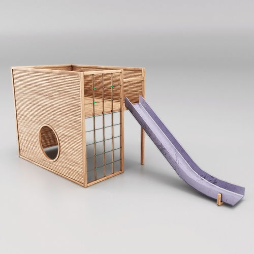 Childrens Slide Wooden Low-poly 3D model